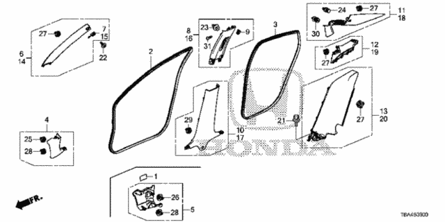 Pillar Garnish for 2016 Honda Civic #0