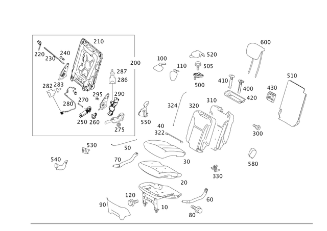 1649300322 - Folding Seat/Center Seat: Seat Cushion Frame for Mercedes-Benz: GL320, GL350, GL450, GL550, GL63 AMG, GLS350d, GLS450, GLS550, GLS63 AMG Image image