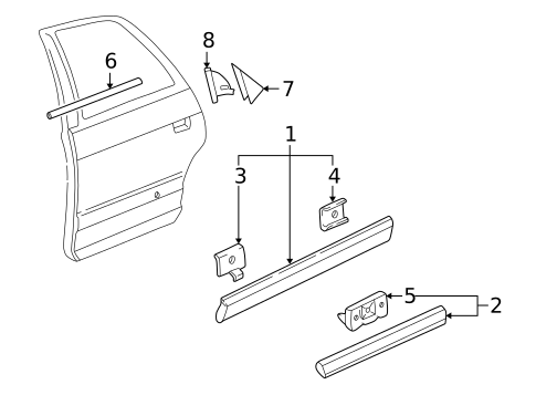 Exterior Trim - Rear Door for 2002 Audi A8 Quattro #0