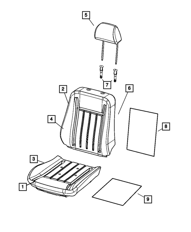 « 1FN541J3AA – Interior Trim : Coussin De Siège Avant Couvercle, Côtés Droit &amp; Gauche pour Mopar Image »