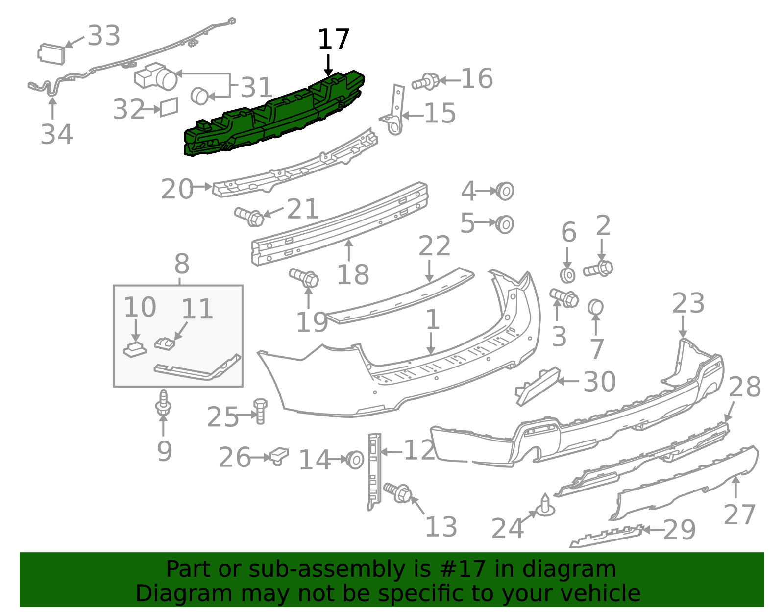 2010-2015 GMC Terrain Rear Bumper Fascia Energy Absorber 22948170 ...