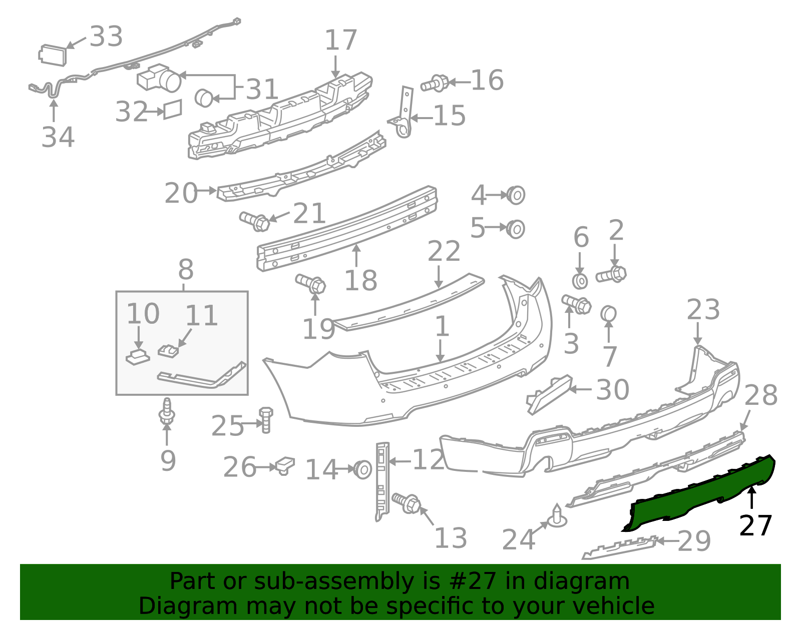 2013-2015 GMC Terrain Chrome Rear Bumper Fascia Molding 20965403 GM ...