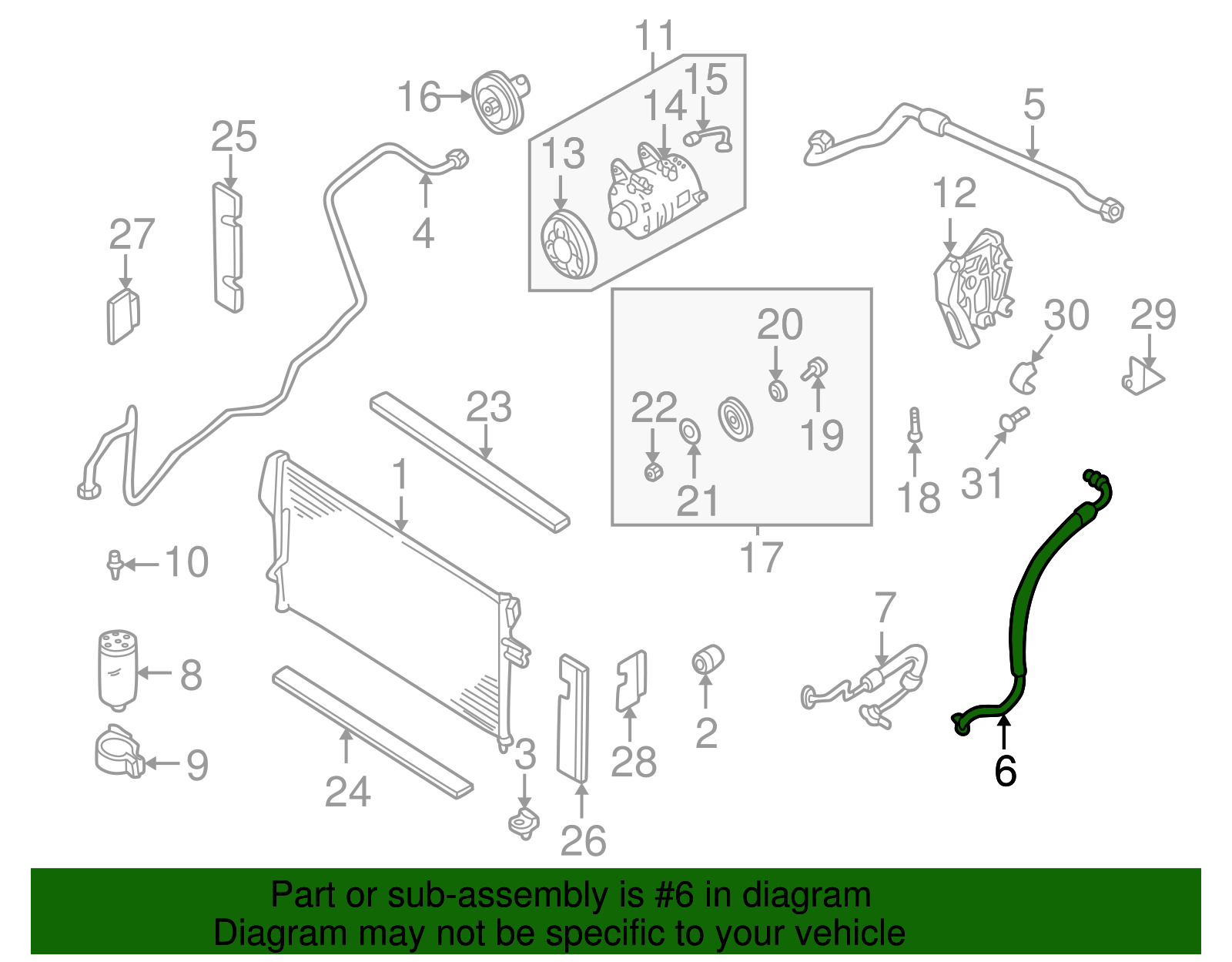 A/C Refrigerant Suction Hose - Nissan (92480-7B411)