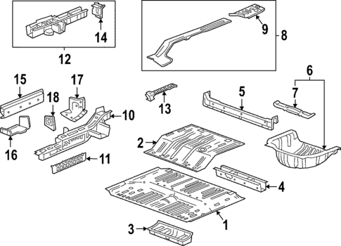 Rear Floor & Rails for 2024 Chevrolet Traverse Limited #0