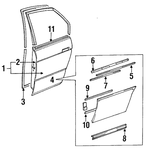 Door & Components for 1991 Lexus ES250 #1