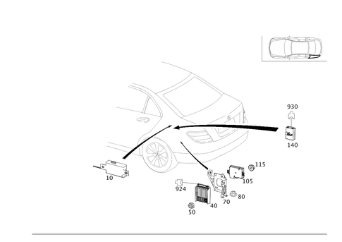 Control Units and Relays in Trunk for 2009 Mercedes-Benz C300 #0