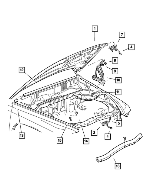 Hood & Hood Release for 2003 Dodge Dakota #0