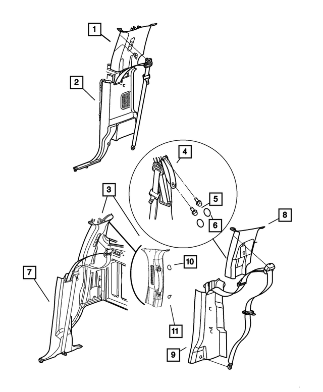 5HA59WL5AF - Interior Trim: B Pillar Molding, Left for Mopar Image