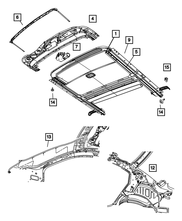 « 1DP18DW1AB – Body Sheet Metal Except Doors : Toit Ouvrant Store pour Mopar Image »