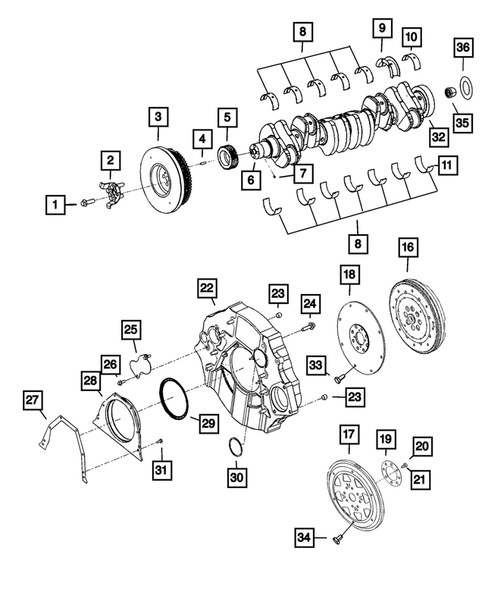 Crankshaft, Piston, Drive Plate, Flywheel, and Damper for 2018 Ram 3500 #1