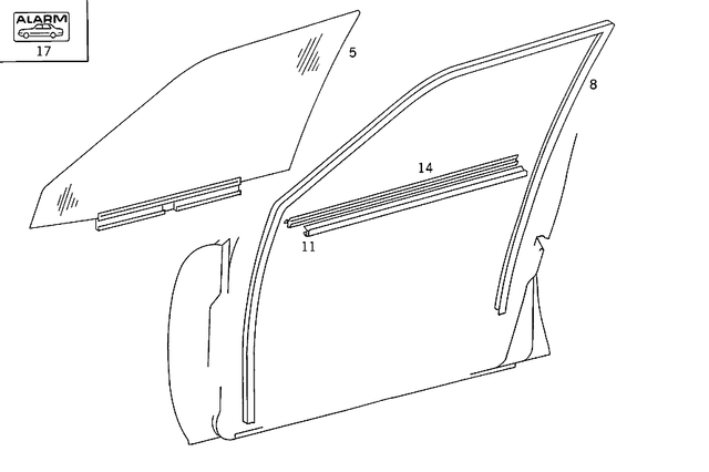 1247201618 - Doors: Crank Window for Mercedes-Benz: 200, 200D, 260E, 280E, 300D, 300E, 300TD, 300TE, 400E, 500E Image image
