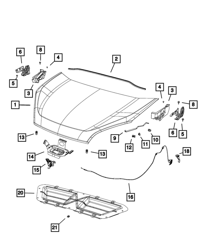 68425280AA - Body Sheet Metal Except Doors: Hood for Mopar Image