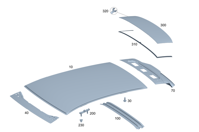 2946500100 - Roof: Paneling, Roof for Mercedes-Benz: EQE 350 SUV, EQE 350+ SUV, EQE 500 SUV, EQE AMG SUV Image image