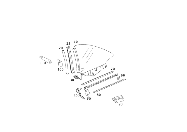 2306720113 - Windows: Side Window Pane for Mercedes-Benz: SL500, SL55 AMG, SL550, SL600, SL63 AMG, SL65 AMG Image image