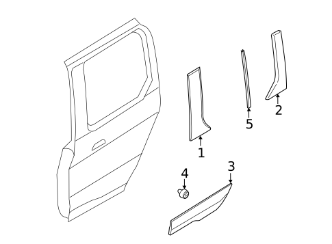 thumbnail image 2 of Stainless Steel Side Door Molding Trim For Ford Transit Connect 2014-2019 L1 – 2-Piece Set, Chrome Finish 2 of 2