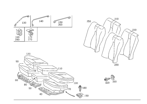 Rear Seat Bench Triple Occupancy, Electrically Adjustable for 2004 Mercedes-Benz S55 AMG #0