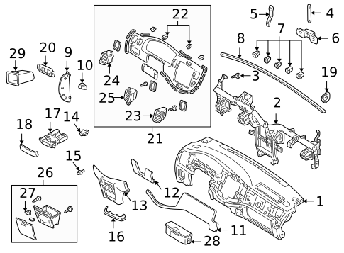 Instrument Panel Components for 2000 Mazda MPV #0
