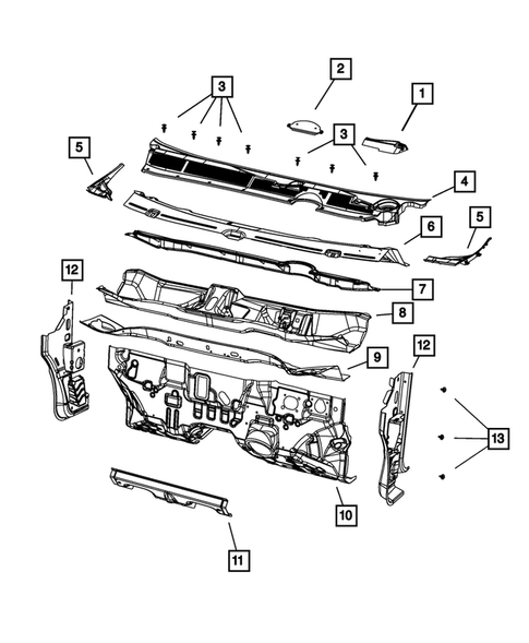 Cowl and Dash Panel for 2013 Dodge Dart #0