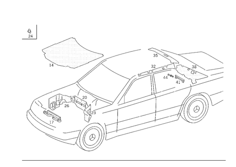 Insulation in Engine Compartment, on Roof Rail and Rear End Pillar for 1992 Mercedes-Benz 500E #1