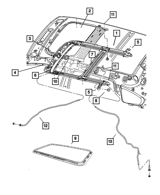 5183177AA - Body Sheet Metal Except Doors: Sunroof Frame Bracket for Mopar Image