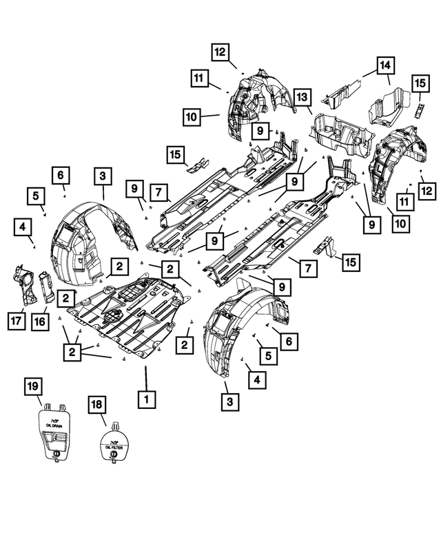 6510462AA - Body Sheet Metal Except Doors: Nut And Washer for Chrysler: 200 | Dodge: Dart | Jeep: Cherokee, Gladiator, Grand Cherokee, Grand Cherokee L, Wrangler Image