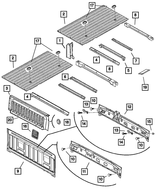 68141709AA - Body Sheet Metal Except Doors: Rear Box Crossmember for Mopar Image