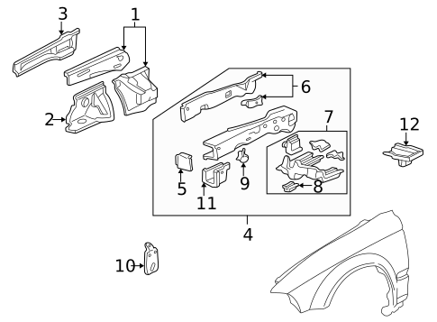 Structural Components & Rails for 1998 Honda Civic #0