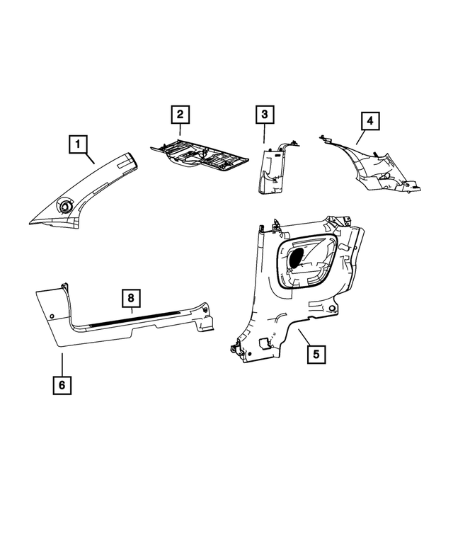 1SC53JXWAD - Interior Trim: A Pillar Molding, Left for Mopar Image