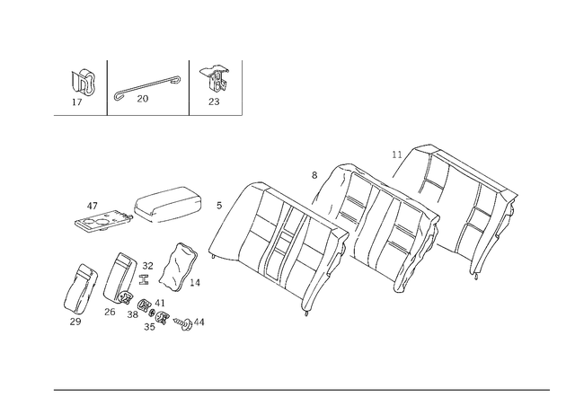 2029204230 - Rear Seat Bench: Backrest for Mercedes-Benz: C220, C230 Image image