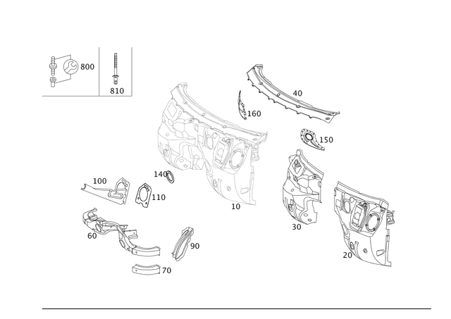 2116202608 - Cowl, Front Panel: Firewall for Mercedes-Benz: CLS500, CLS55 AMG, CLS550, CLS63 AMG, E320, E500, E55 AMG Image image