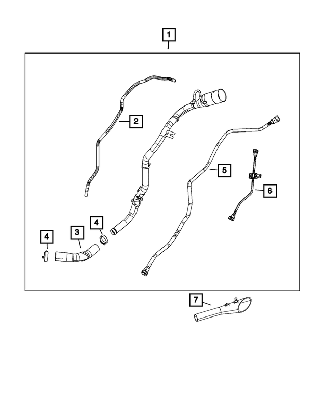 68299078AA - Fuel and Accelerator Pedal: Fuel Filler Hose for Mopar Image image