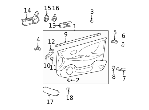 Interior Trim - Front Door for 2001 Hyundai Sonata #0