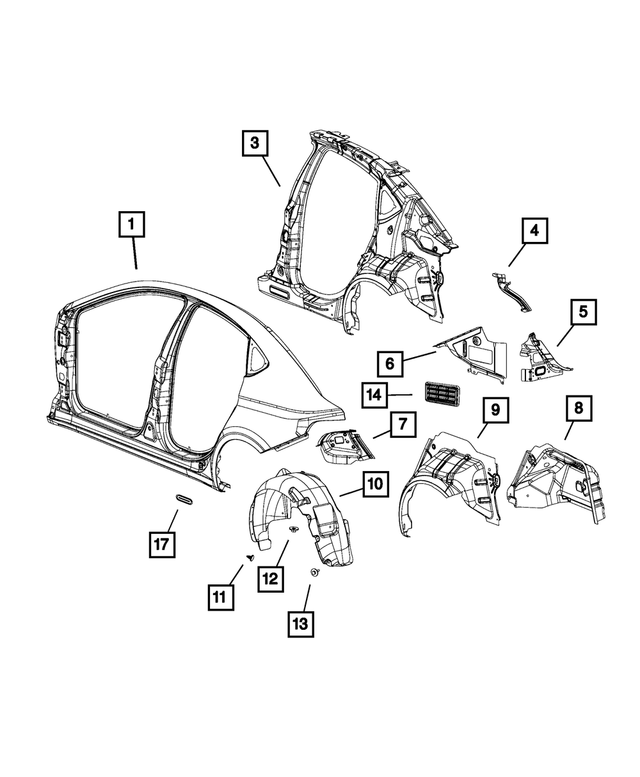 68158888AB - Body Sheet Metal Except Doors: Body Side Aperture Rear Reinforcement, Right for Mopar Image