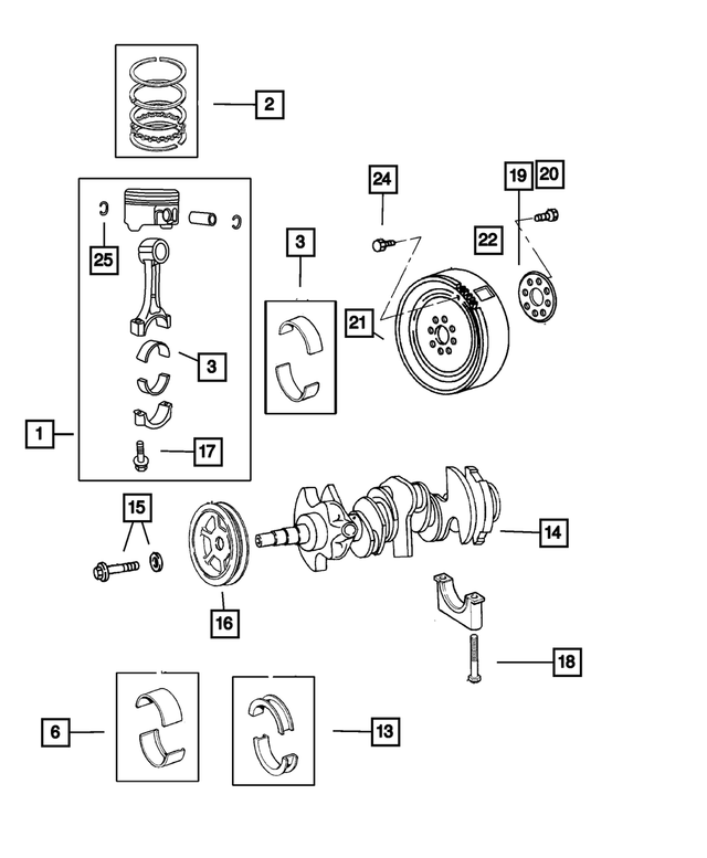 68000512AB - Engine 2.7L Six Cylinder: Connecting Rod Bearing Package for Mopar Image image