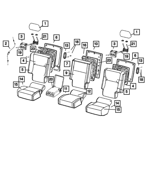 Rear Seats - Second Row for 2010 Jeep Commander #2