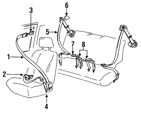 Rear Seat Belts for 1992 Mitsubishi Precis #0