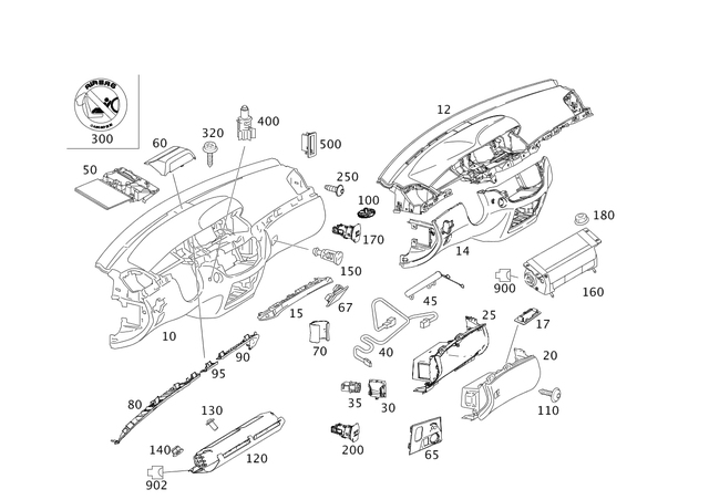 2216801288 - Panelling: Instrument Panel for Mercedes-Benz: 250, 300S, S350, S400, S500, S550, S600, S63 AMG Image image