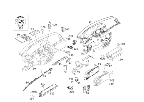 Instrument Panel and Gloves Compartment Box with Passenger Air Bag for 2001 Mercedes-Benz S500 #0