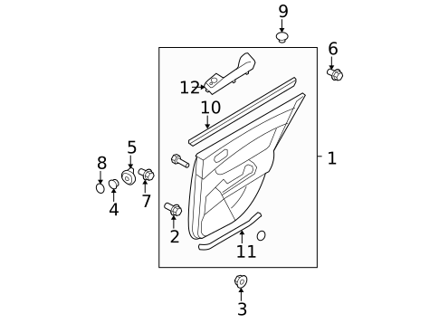 Interior Trim - Rear Door for 2010 Hyundai Sonata #0