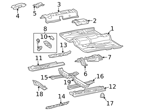 Floor & Rails for 2000 Toyota Solara #1