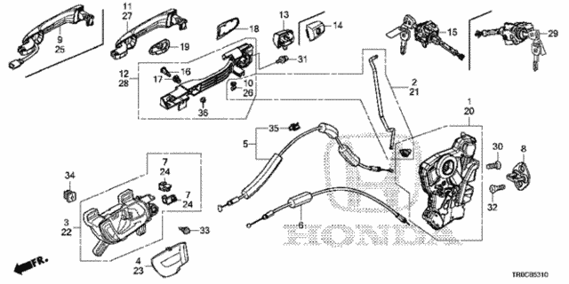 Front Door Locks - Outer Handle for 2015 Honda Civic #0