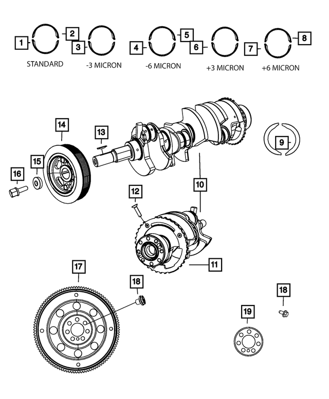 4884918AA - 2.0L Gas; Engine: Crankshaft Lower Bearing for Mopar Image