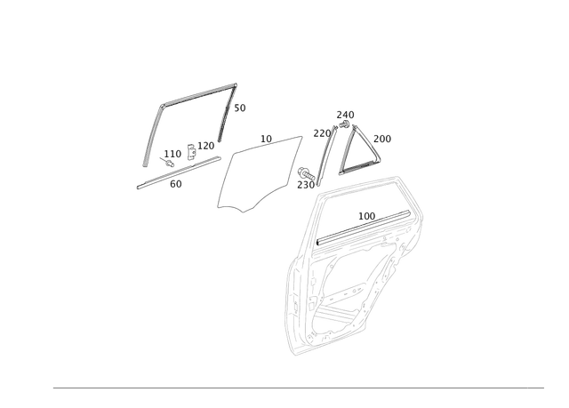 1646908080 - Rear Doors: Trim Bar for Mercedes-Benz: ML320, ML350, ML450, ML500, ML550 Image image