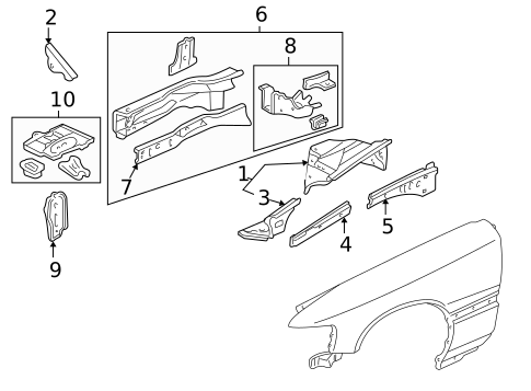 Structural Components & Rails for 2000 Acura RL #0