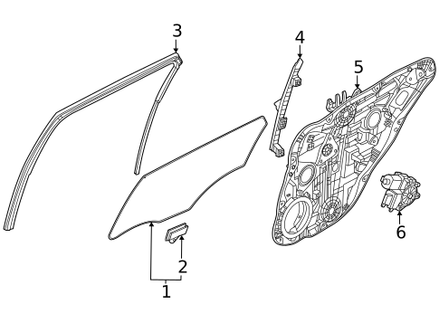 Glass - Rear Door for 2022 Kia EV6 #0