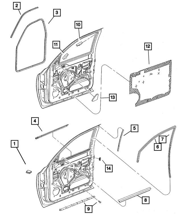 « 55255888AE –  : Latéral De Porte Avant Joint, Intérieur pour Mopar Image »