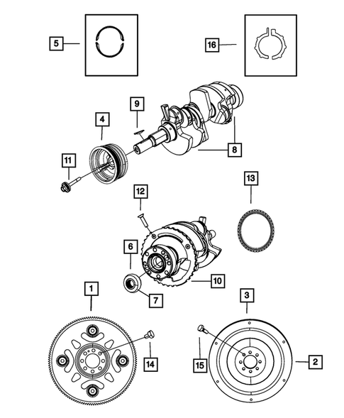 Crankshaft, Piston, Drive Plate, Flywheel, and Damper for 2009 Dodge Dakota #0