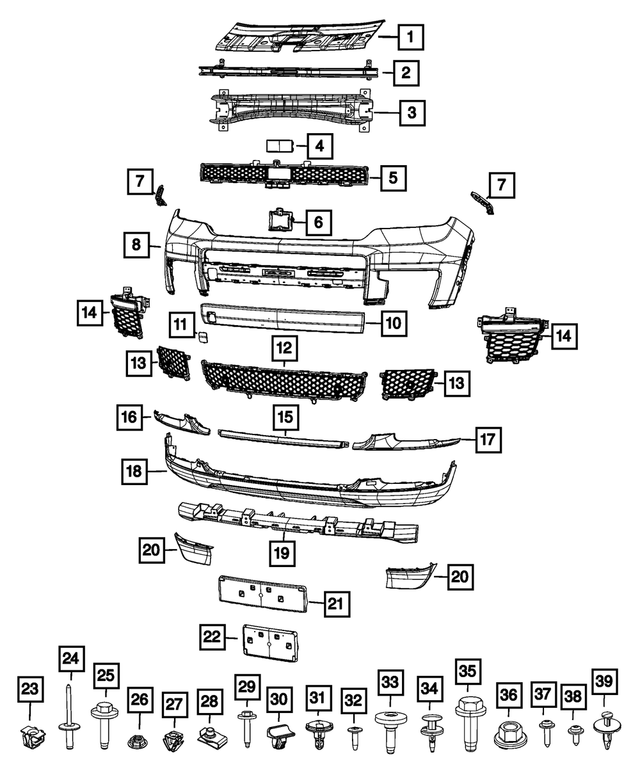 68477939AB - Frame, Bumper and Fascia: Front Bumper Beam for Jeep: Grand Cherokee, Grand Cherokee L Image