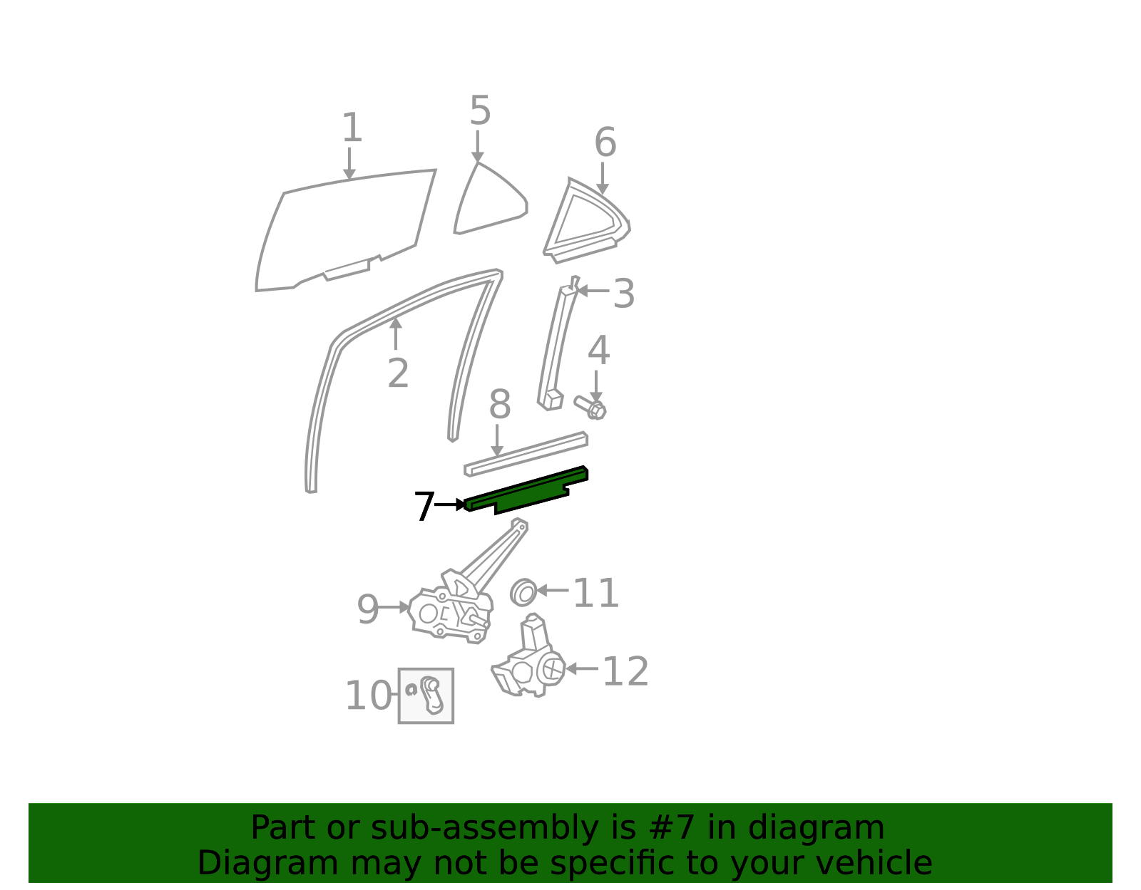 2007-2012 Toyota Yaris Window Regulator Rail 69906-53030 | Toyota Parts ...