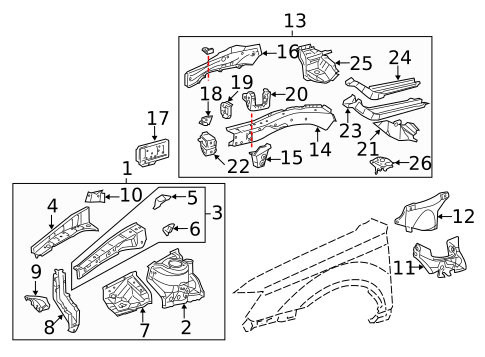 Structural Components & Rails for 2009 Toyota Avalon #0